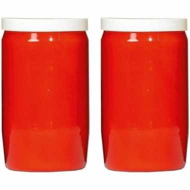 2x rode grafkaarsen/gedenklichten 6 x 10 cm 3 dagen