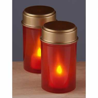 3x stuks graflichten met flikkerende kaars