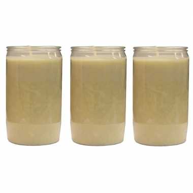 3x witte grafkaarsen/gedenklichten 6 x 10 cm 3 dagen