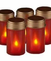 Set van 5x stuks graflichten met flikkerende kaars 12cm